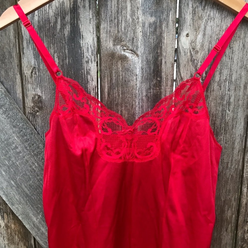 Vintage Red Lace Slip Dress Lingerie JCPenney